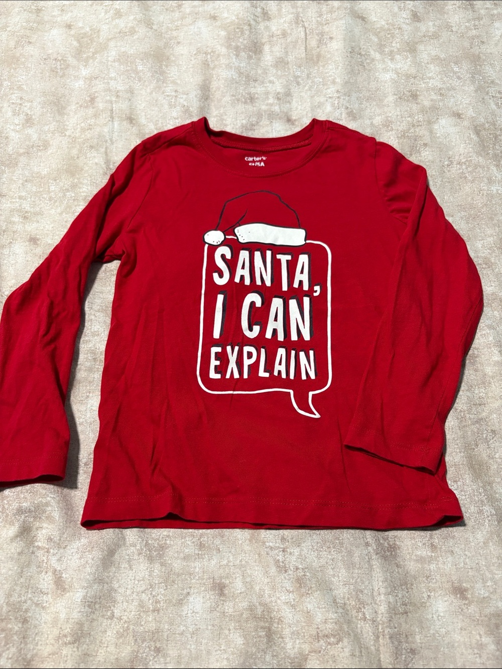 Carter's Red Long Sleeve Tee with 'Santa, I Can Explain' Graphic